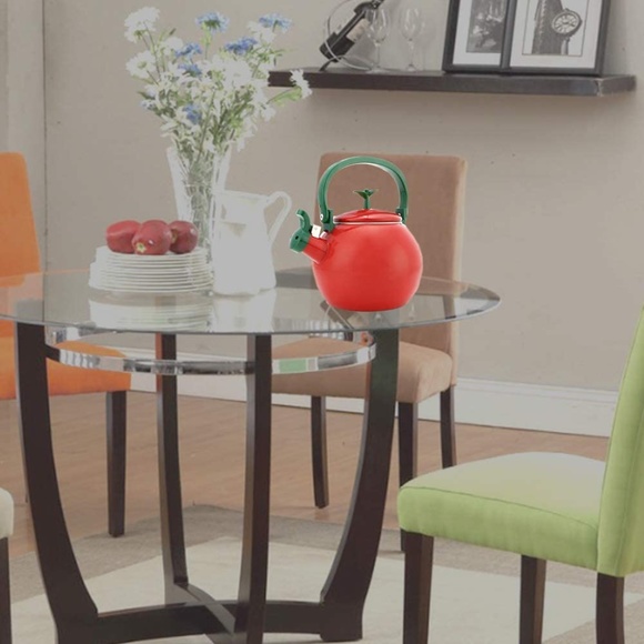 Enamel on Steel Whistling Tea Kettle, Stovetop Teakettle (1.6 Quart, Apple) - Picture 9 of 9